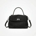 Black handbag with a visible brand logo on a white background
