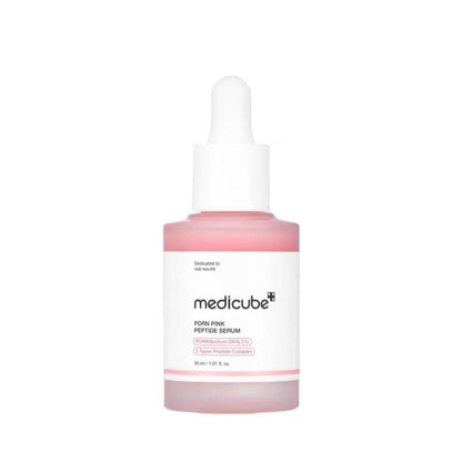 Medicube pink peptide serum bottle on a white background